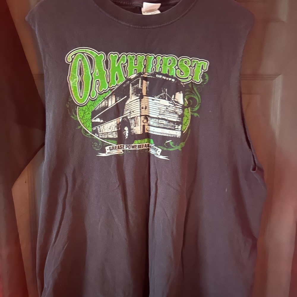 Oakhurst Band Tee – DIY Sleeveless Bluegrass Tour Shirt (Early 2010s, Size L)